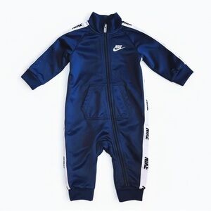 Nike Baby Tracksuit 6–9M Navy White Logo Zip One Piece